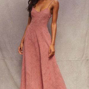 Lulu's Dusty Rose Jacquard Sleeveless Midi Dress